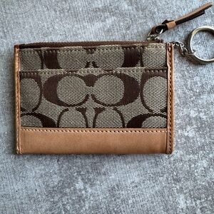 Coach small card holder with key chain.